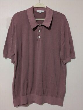 Madewell Men's Polo Shirt in Dusty Mauve 100% Cotton Vintage-Style